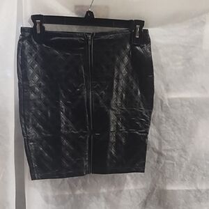 Good time Black Quilted Facade Leather Skirt